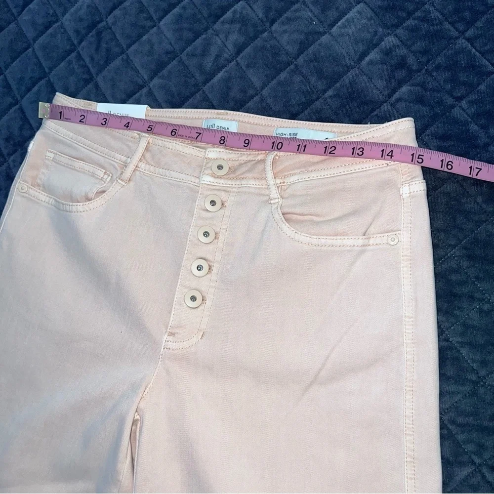 J.Jill Wide Leg Crop Jeans Women’s 6 Peach Color High Rise Button Fly CL
